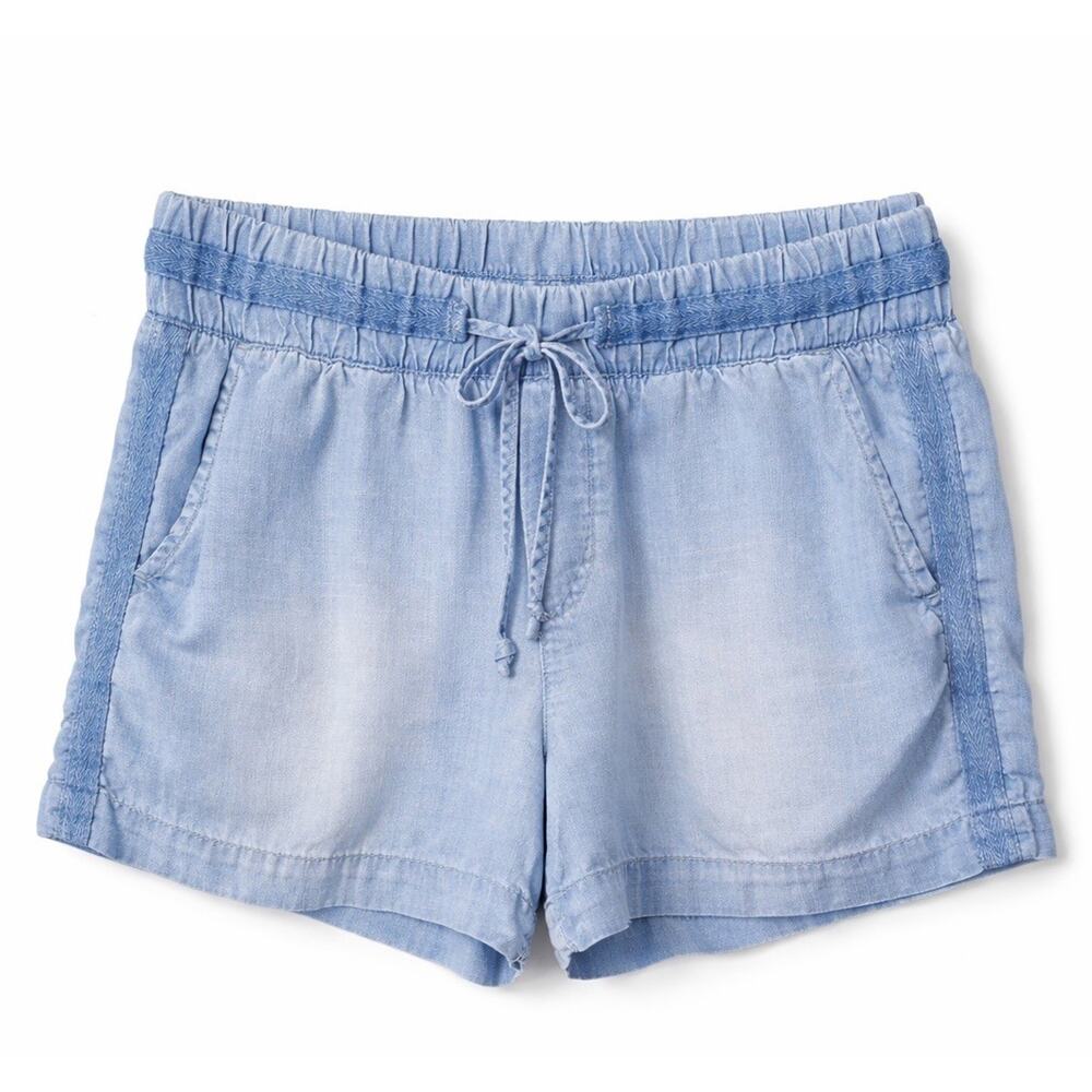 Cloth & Stone Anthropologie Tencel Chambray Shorts Blue Pull On S Drawstring